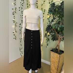 Shein Black High Waisted Midi Front Button Skirt
